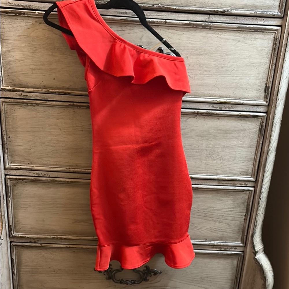 WOW Couture Vibrant Red One-Shoulder Dress